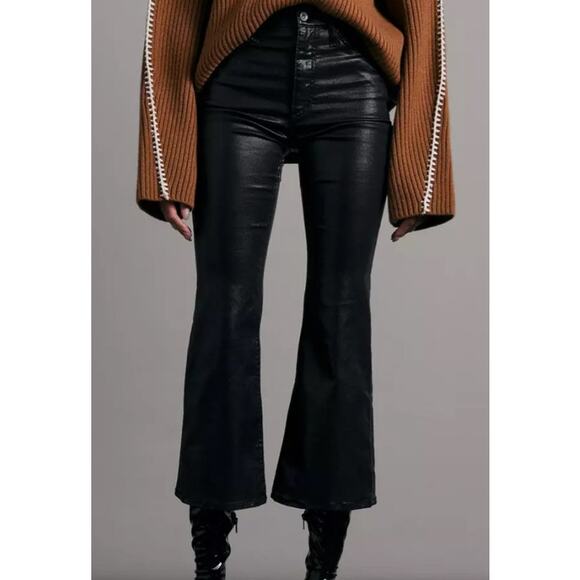 RAG & BONE Women's Casey Ankle Flare Jeans Size 26 US 4 Coated Black NWT - Picture 1 of 13